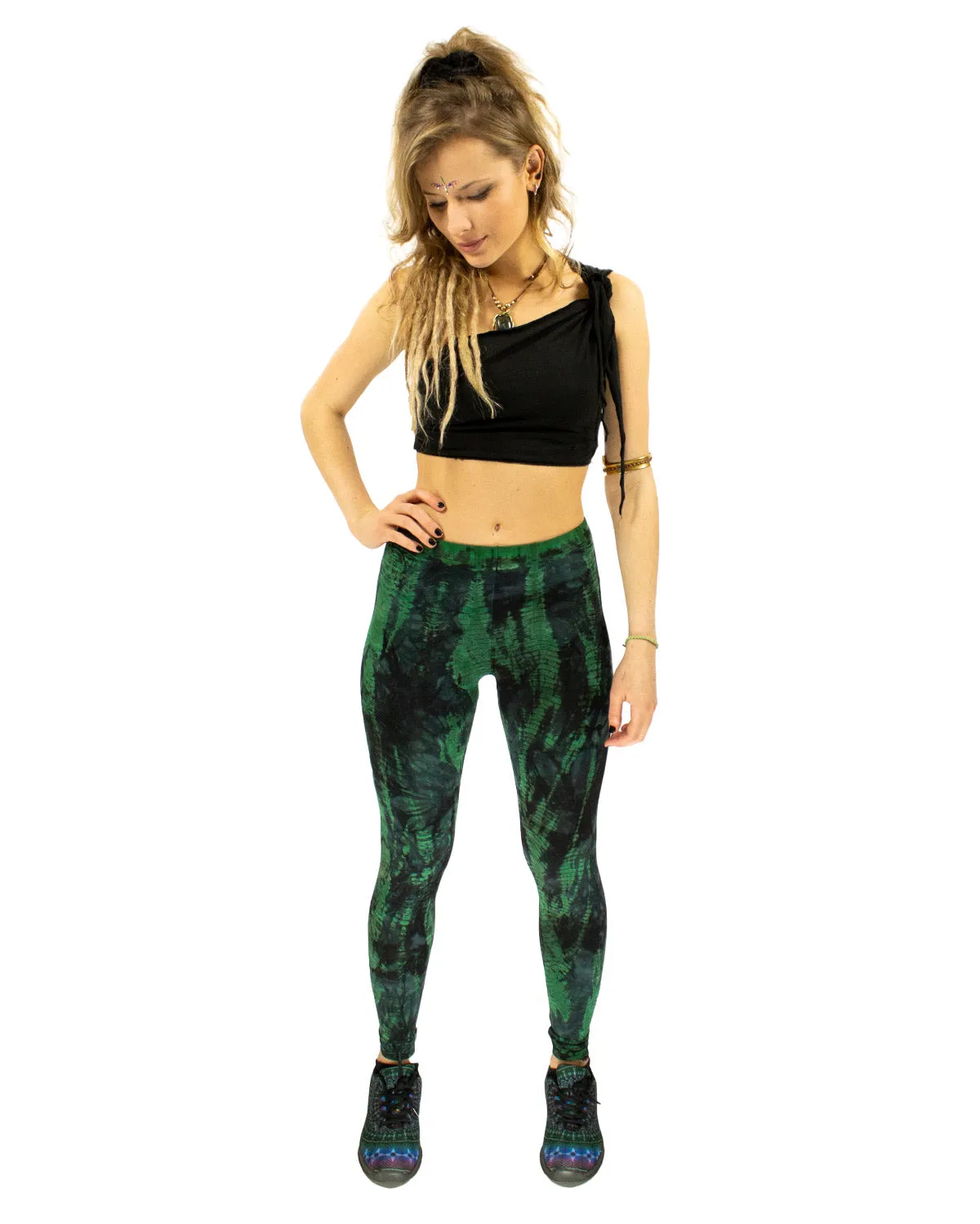 Tie Dye Leggings Green Black