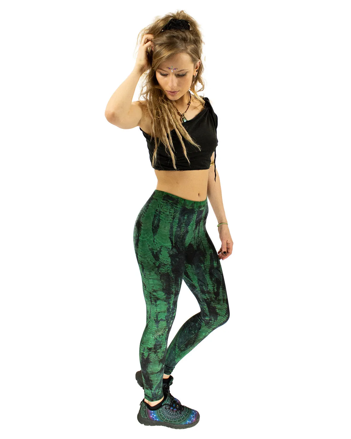 Tie Dye Leggings Green Black