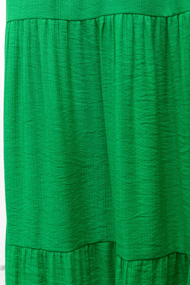 Tiered Crinkle Dress Green