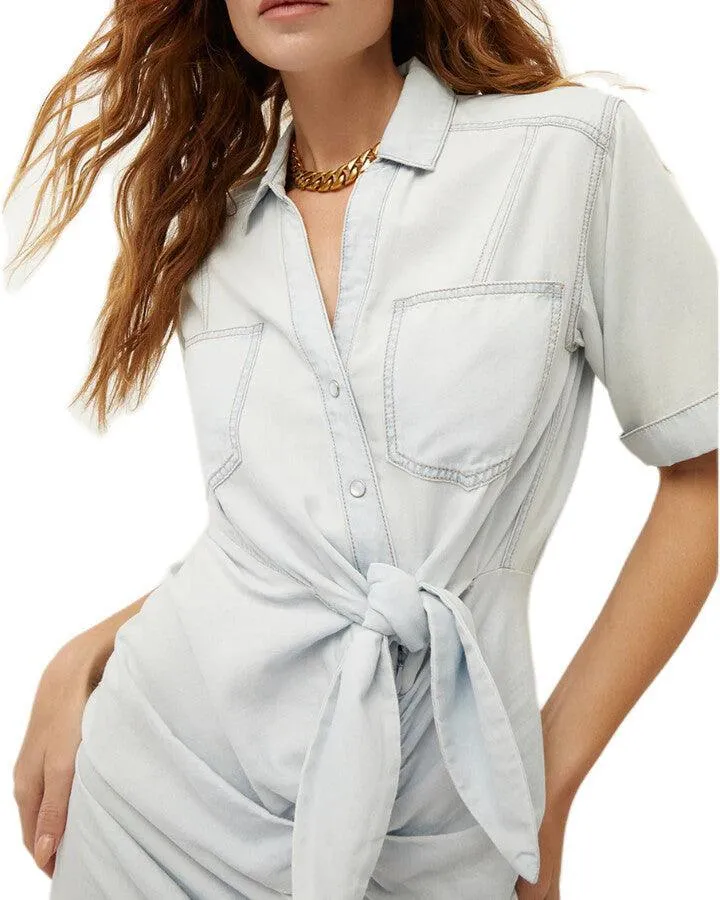 Veronica Beard Hensley Ruched Chambray Dress