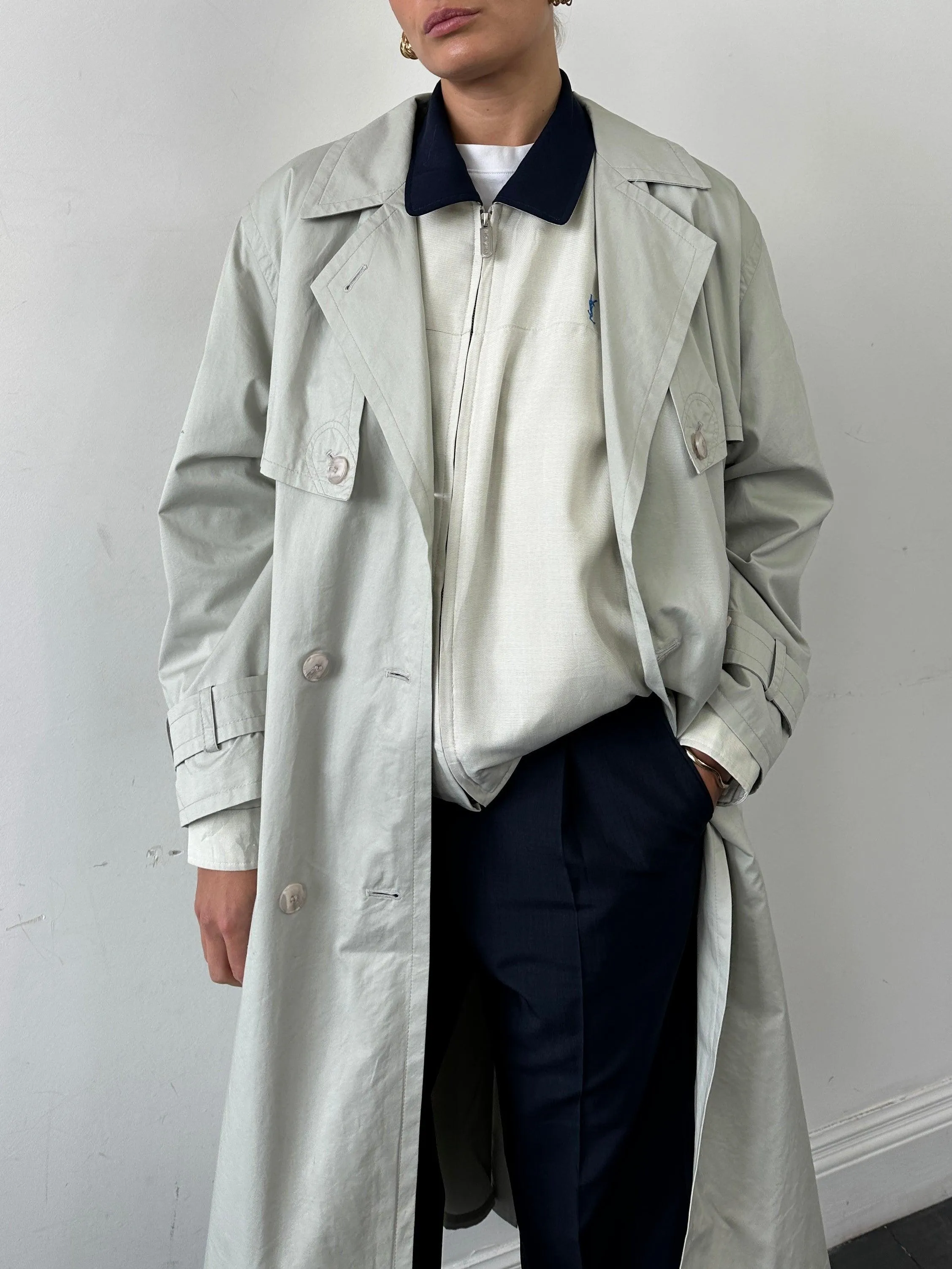 Vintage Showerproof Belted Trench Coat - L