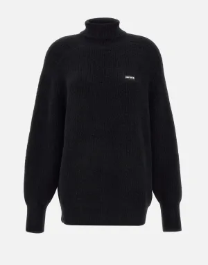 Wool Alpaca Turtleneck Black Sweater