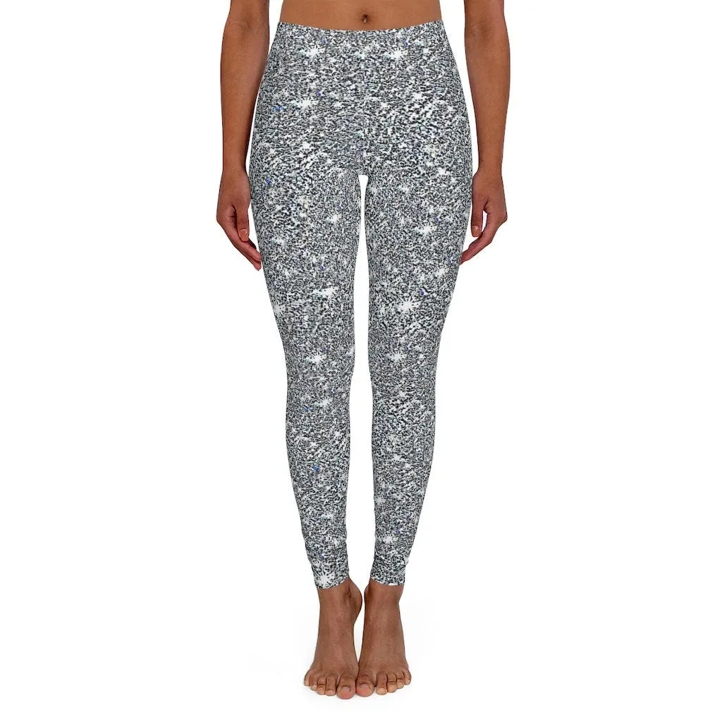 XXS-5XL Silver Sparkly High waisted Leggings,casual,gym/yoga/lounge/chillout/party wear,Christmas/Thanksgiving/Birthday/New Year/Ladies Gift